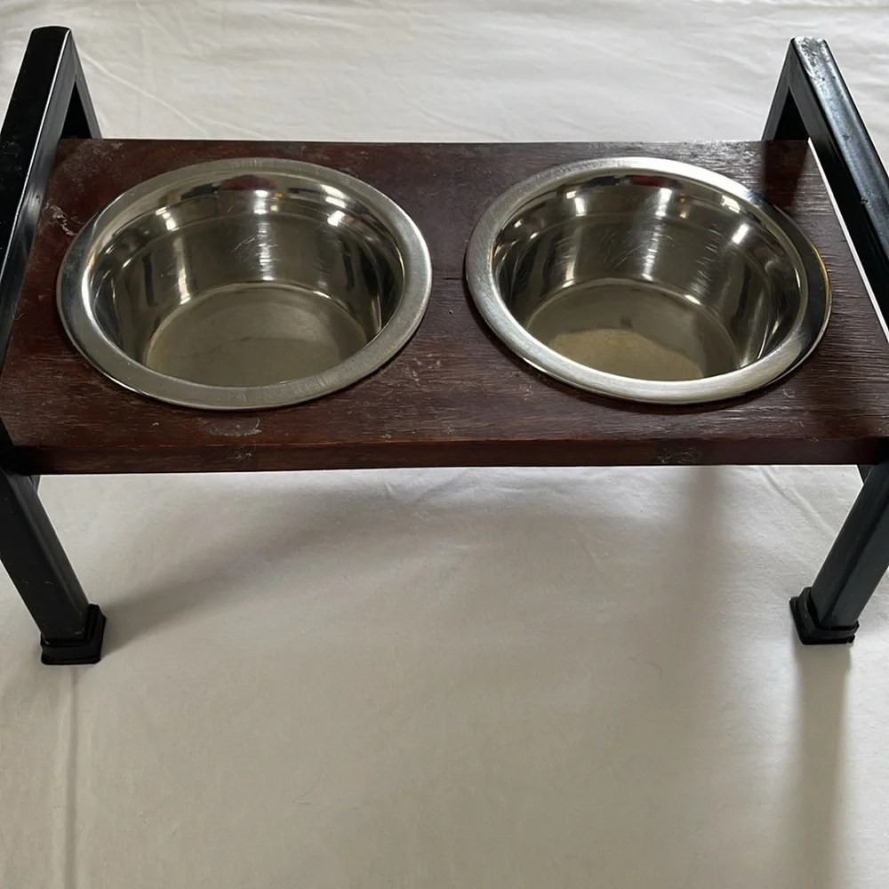 Elevated non-skid, double diner, dog stand